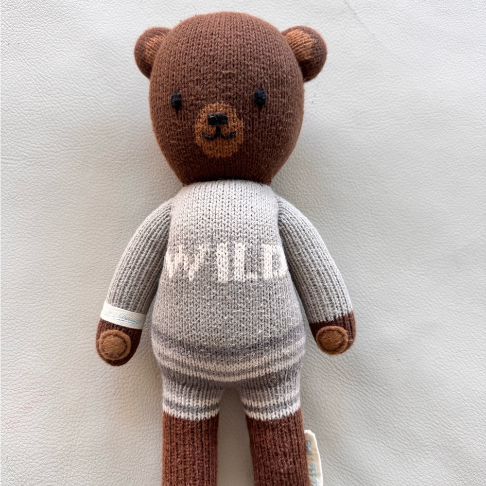 Cuddle + Kind Brown Knit Bear Plush Toy - Neutral Sweater